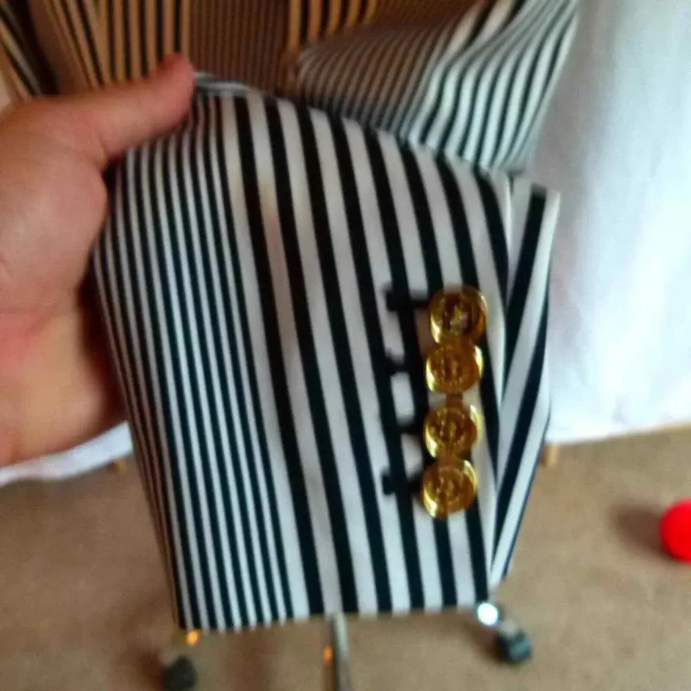 NWOT Michael Kors Navy white Striped double breasted blazer 12
